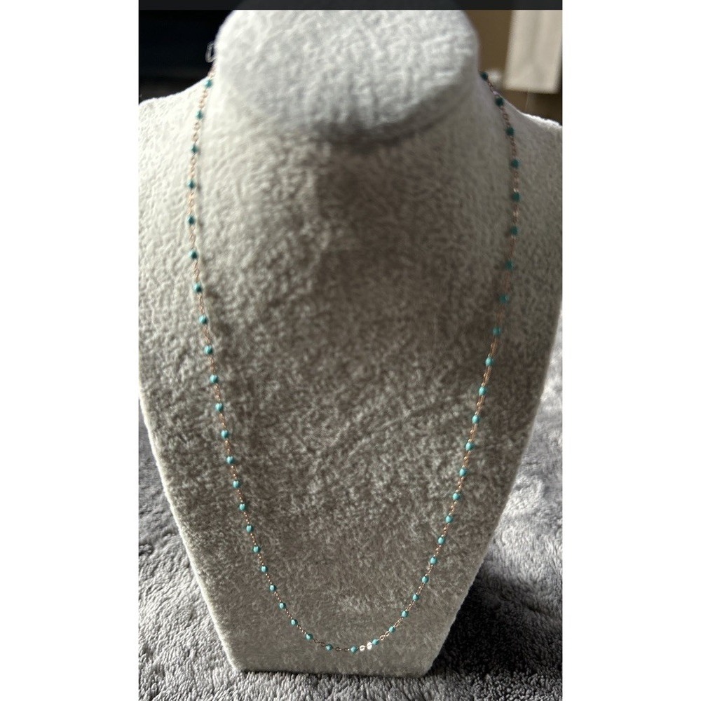 Gigi Clozeau 18k Rose Gold Turquoise Blue Bead Necklace 16.5" Signed 750